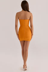 The Sweetheart Mango Strapless V Waist Bandage Mini Dress