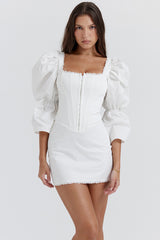 Matilda White Puff Sleeve Corset Dress