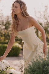 Dolly Lemon Stretch Cotton A-Line Midi Sundress