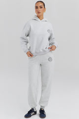 Muse Light Grey Marl Cotton Fleece-Back Hoodie