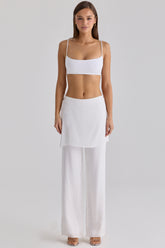 Leona White Sateen Trousers with Over Skirt