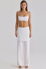 Leona White Sateen Trousers with Over Skirt