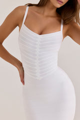 The Cinch True White V Waist Bandage Mini Dress