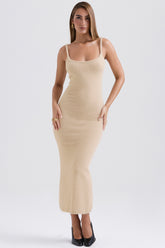 Fayette Beige Soft Fluffy Knit Maxi Dress