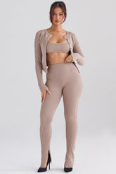 Mitzi Taupe Ribbed Knit Leggings
