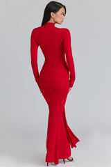 Imogen Scarlet Red Hip Drape Maxi Dress