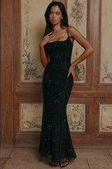 Naima Black Hand Beaded Embellished Corset Maxi Dress - Limited Edition