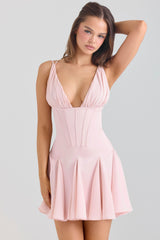Samida Pink Satin Corset Mini Dress