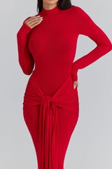 Imogen Scarlet Red Hip Drape Maxi Dress