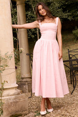 Vivien Strawberry Shortcake Gingham Midi Sundress