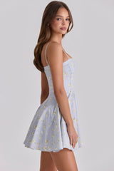 Dolly Blue Wildflower Floral Print Cotton Mini Sundress