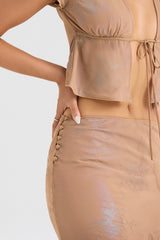 Dyana Shimmer Cafe Au Lait Bias Cut Maxi Skirt
