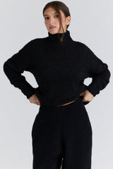 Brooklyn Black Wool Boucle Knit Sweater