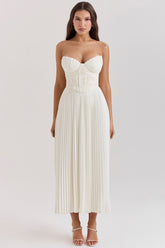 Amorata Ivory Pleated Maxi Dress