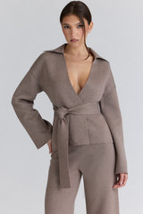 Fallon Taupe Wool Wrap Contour Jacket