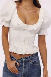 Bella White Broderie Anglais Babydoll Top