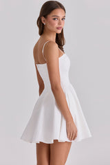 Dolly White Cotton Flared Mini Sundress