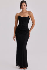 Alicia Black Hand-Beaded Embellished Maxi Dress - Limited Edition