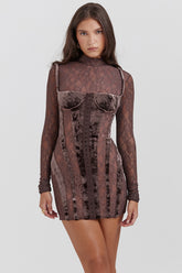 Marica Brown Velvet & Lace Corset Dress
