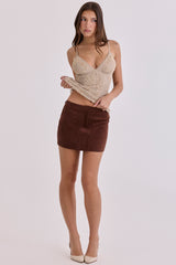 Adelise Mocha Vegan Suede Mini Skirt