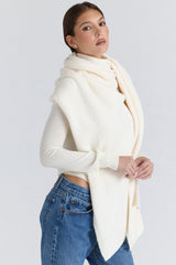 Nara Ivory Wool Oversized Textured Scarf