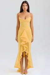 Gabbi Apricot Ruffled Front Gown
