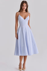 Millie Bluebell Lace Up Cotton Midi Sundress