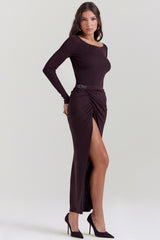 Lilas Espresso Knit Midi Skirt