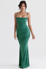 Milena Forest Corset Maxi Dress
