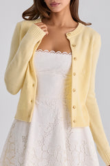 Poppie Lemon Wool + Cashmere Floral Embroidered Cardigan