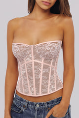 Ayana Pink Lace Boned Corset Top