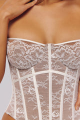 Ayana White Lace Boned Corset Top