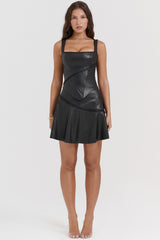 Nova Black Vegan Leather Mini Skirt