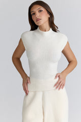 Caia Ivory Wool Boucle Knit Top