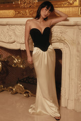 Sorcha Black & Champagne Corset Maxi Gown