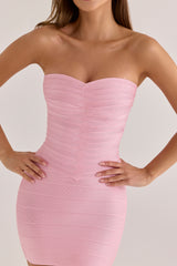 The Sweetheart Lychee Strapless V Waist Bandage Mini Dress