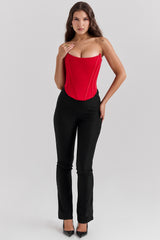 Genevieve Scarlet Satin Lace Back Corset