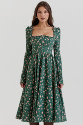 Delia Green Floral Print Midi Dress