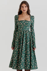 Delia Green Floral Print Midi Dress