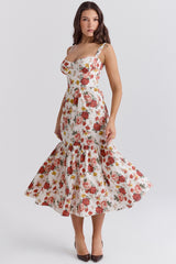 Elia Italian Rose Print Cotton Midi Sundress