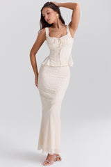 Lana Vintage Cream Cotton Broderie Anglais Maxi Skirt