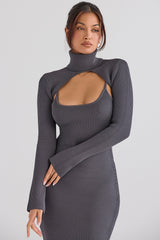 Meliora Charcoal Knit Midi Dress