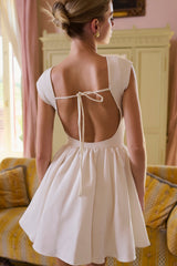 Enchant White Open Back Mini Dress