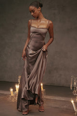Anabella Smoke Lace Up Maxi Dress