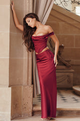 Sydel Ruby Satin Bias Cut Maxi Skirt