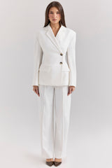 Hayden White Wide Leg High Waist Tailored Trousers