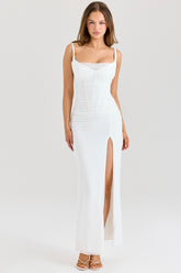 Lini White Mesh Maxi Dress