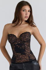 Yara Black Lace Strapless Corset Top