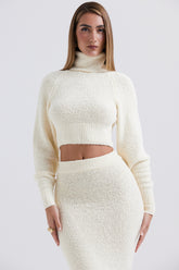 Nyala Cream Soft Boucle Knit Cropped Sweater