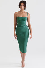 Teia Forest Draped Corset Midi Dress
